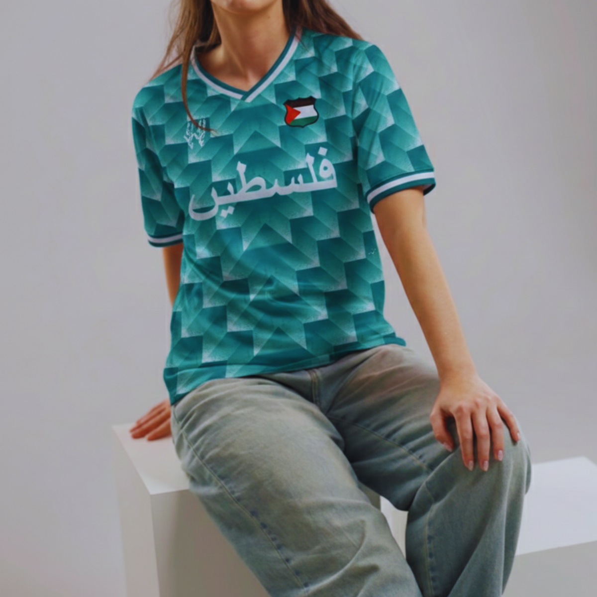 Camiseta de futebol retrô verde Palestina