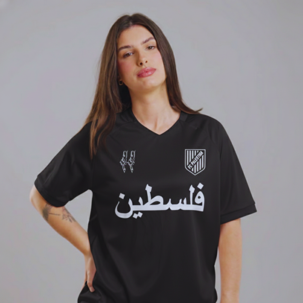 Camisa de Futebol Palestina Edição Preta (Árabe)