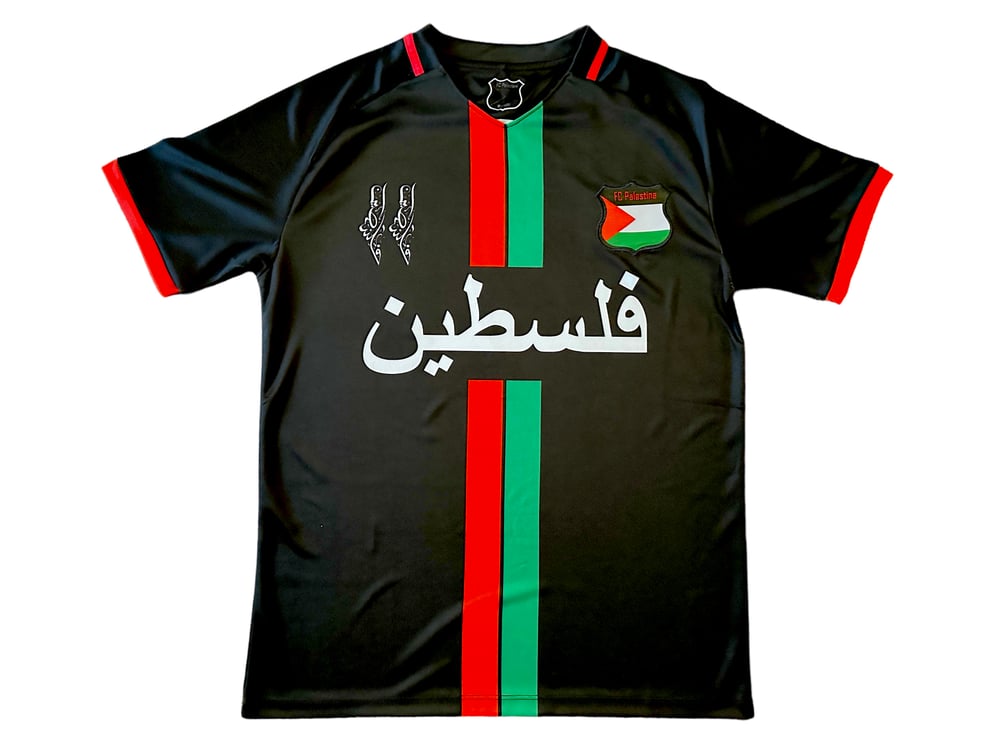 Camiseta da Seleção Palestina De Futebol Preta em Árabe - Loja Al Baraka
