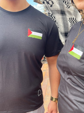 Camiseta Slim com a Bandeira da Palestina - Loja Al Baraka - EM ESTOQUE