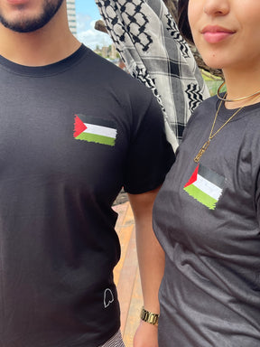 Camiseta Slim com a Bandeira da Palestina - Loja Al Baraka - EM ESTOQUE