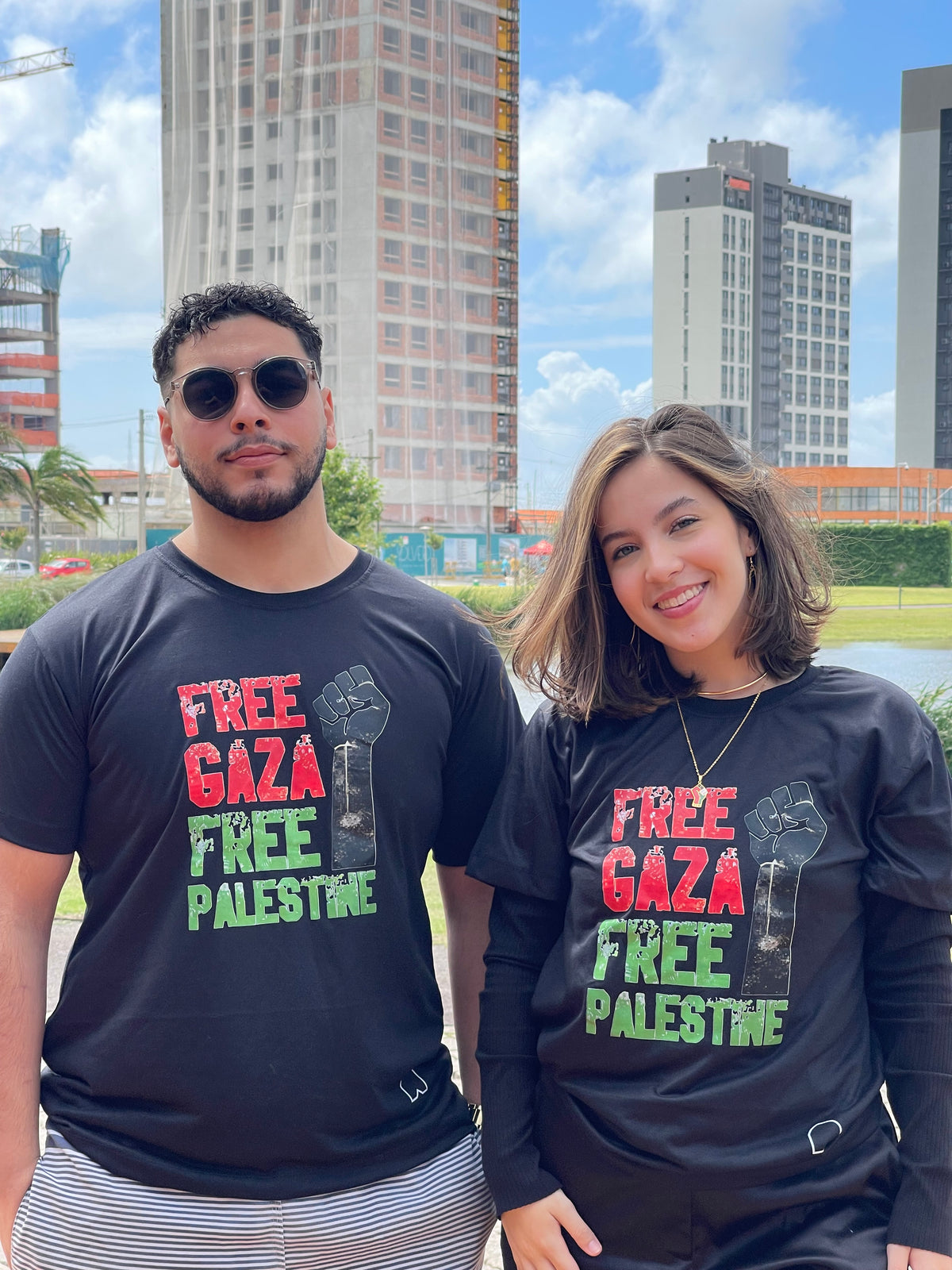 Camiseta Free Gaza e Free Palestine - Preta - EM ESTOQUE!