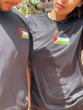 Camiseta Slim com a Bandeira da Palestina - Loja Al Baraka - EM ESTOQUE