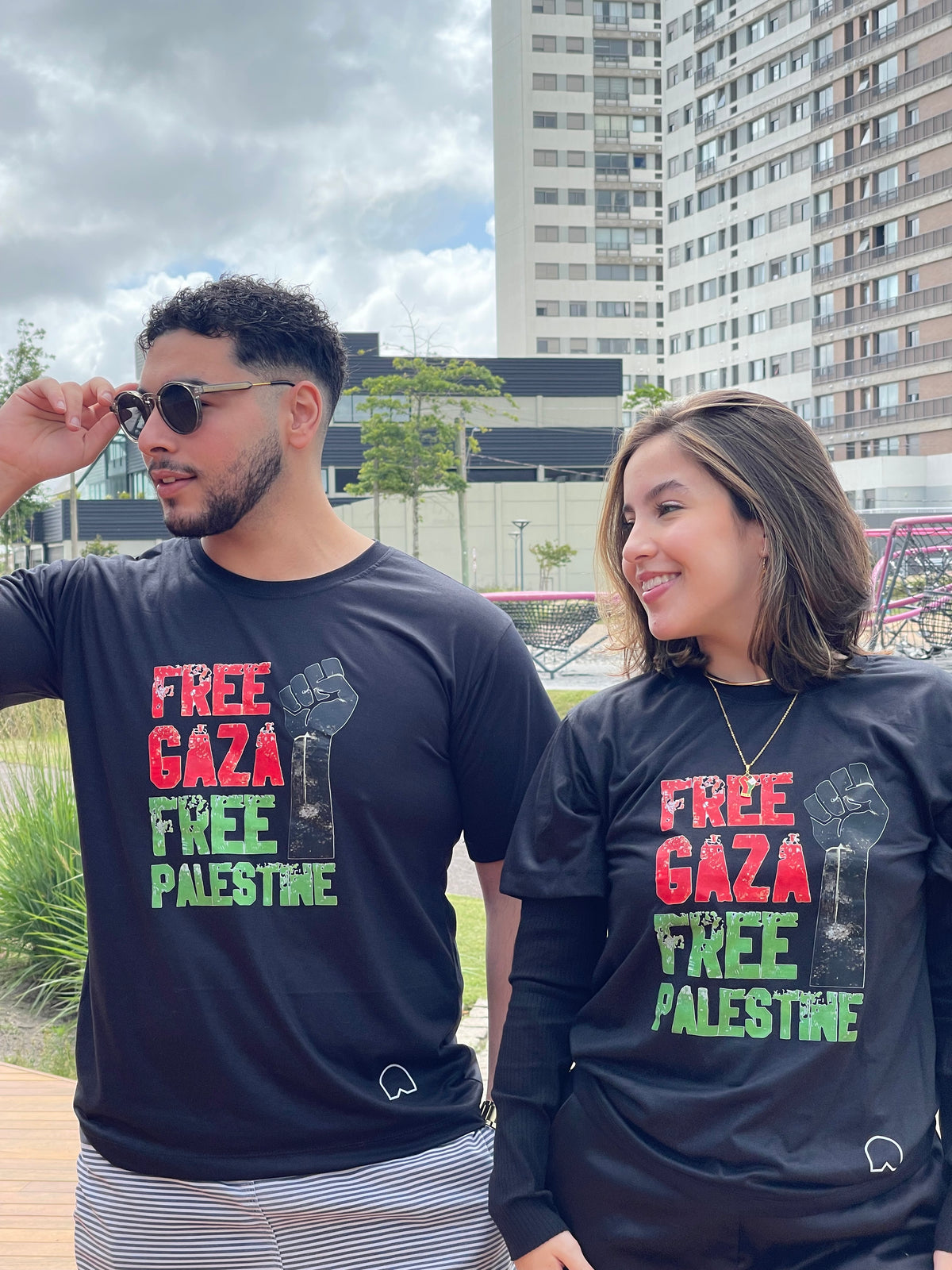 Camiseta Free Gaza e Free Palestine - Preta - EM ESTOQUE!