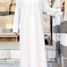 Abaya Árabe Com a Gola Fechada e Botão - Loja Al Baraka