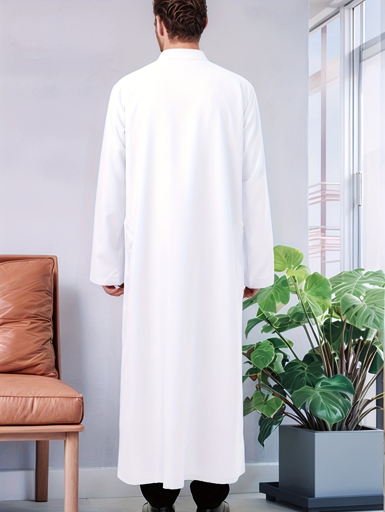 Abaya Árabe Com a Gola Fechada e Botão - Loja Al Baraka