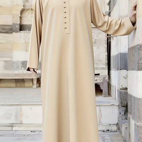 Abaya Árabe Com a Gola Fechada e Botão - Loja Al Baraka