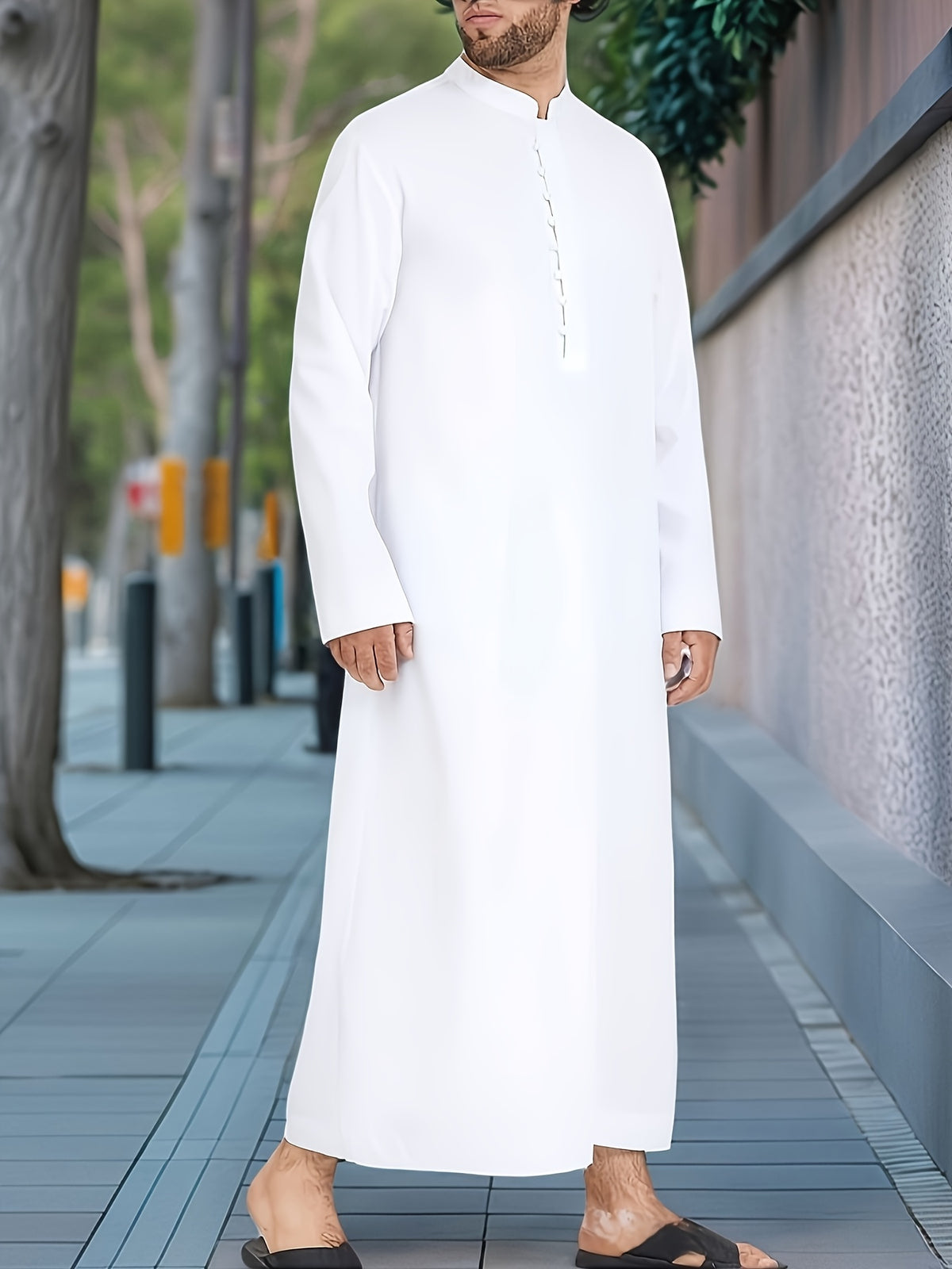 Abaya Árabe Com a Gola Fechada e Botão - Loja Al Baraka