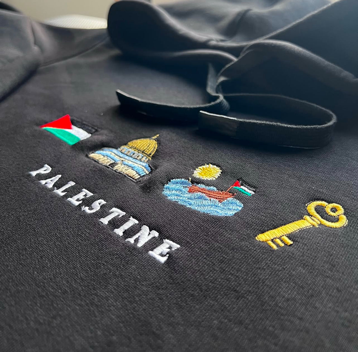 Moletom Bordado Simbolos Palestinos - Loja Al Baraka - Pré Venda