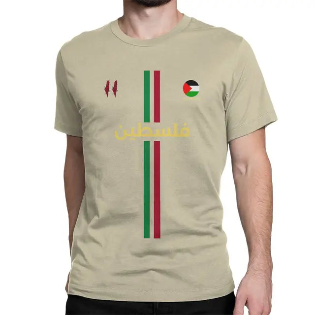 Camiseta Com Listras - Palestina em Árabe - Loja Al Baraka