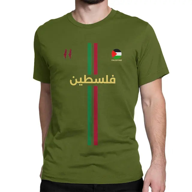 Camiseta Com Listras - Palestina em Árabe - Loja Al Baraka