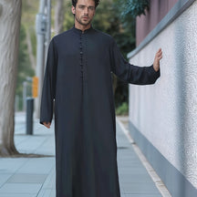Abaya Árabe Com a Gola Fechada e Botão - Loja Al Baraka