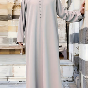 Abaya Árabe Com a Gola Fechada e Botão - Loja Al Baraka