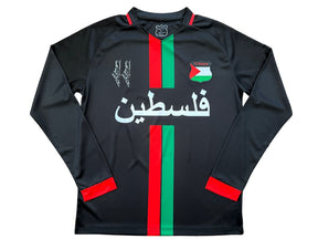 Camiseta Manga Longa De Futebol Palestina Preta Listrada - Loja Al Baraka