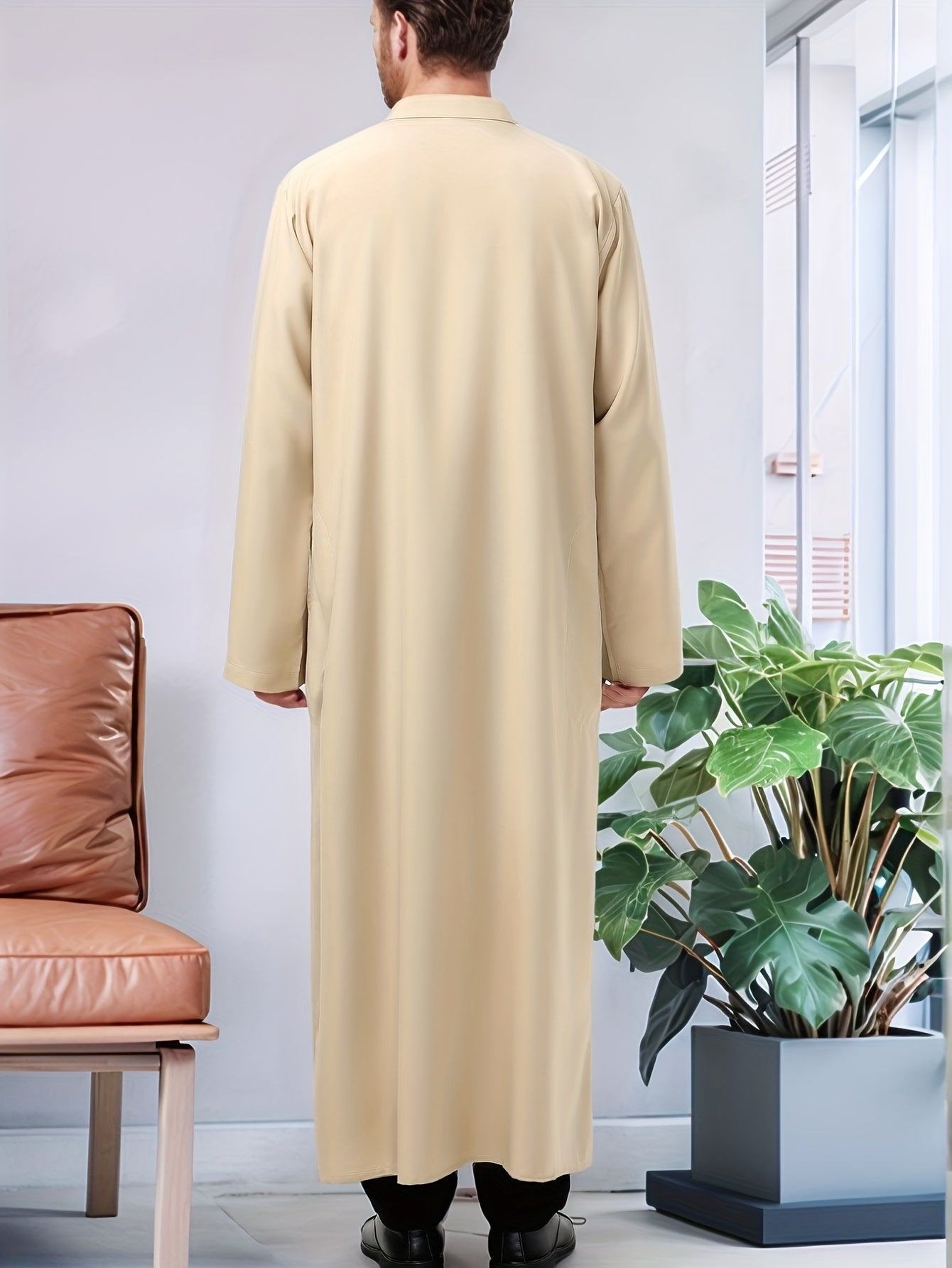 Abaya Árabe Com a Gola Fechada e Botão - Loja Al Baraka