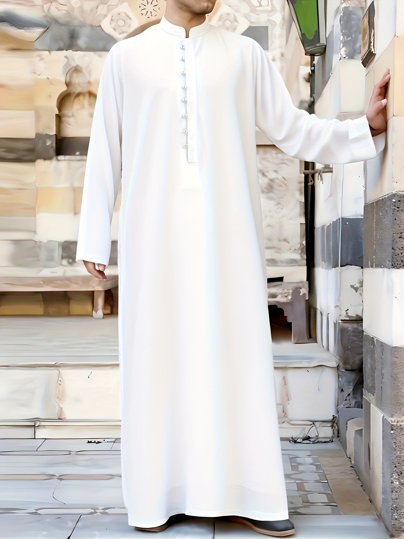 Abaya Árabe Com a Gola Fechada e Botão - Loja Al Baraka