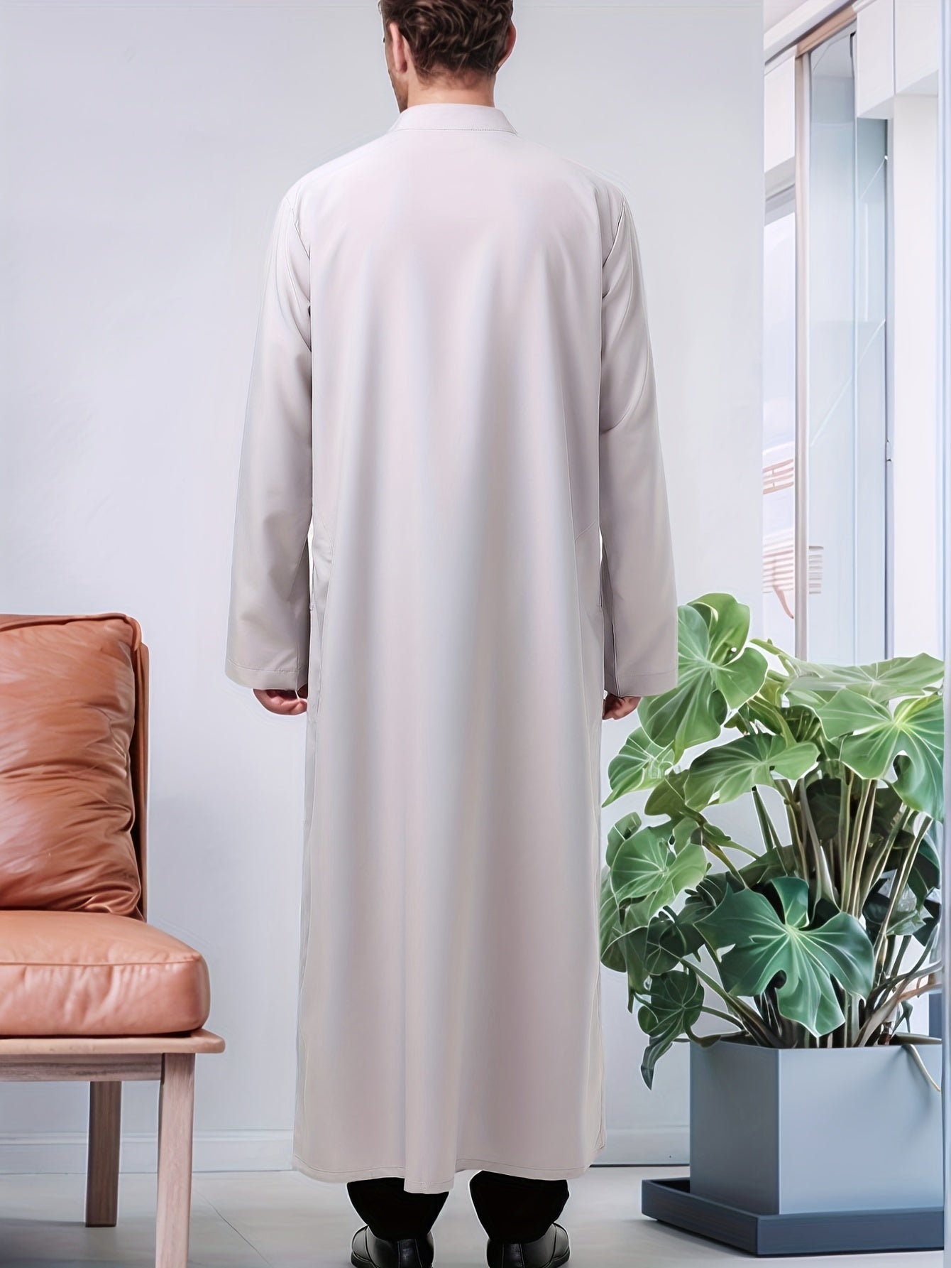 Abaya Árabe Com a Gola Fechada e Botão - Loja Al Baraka