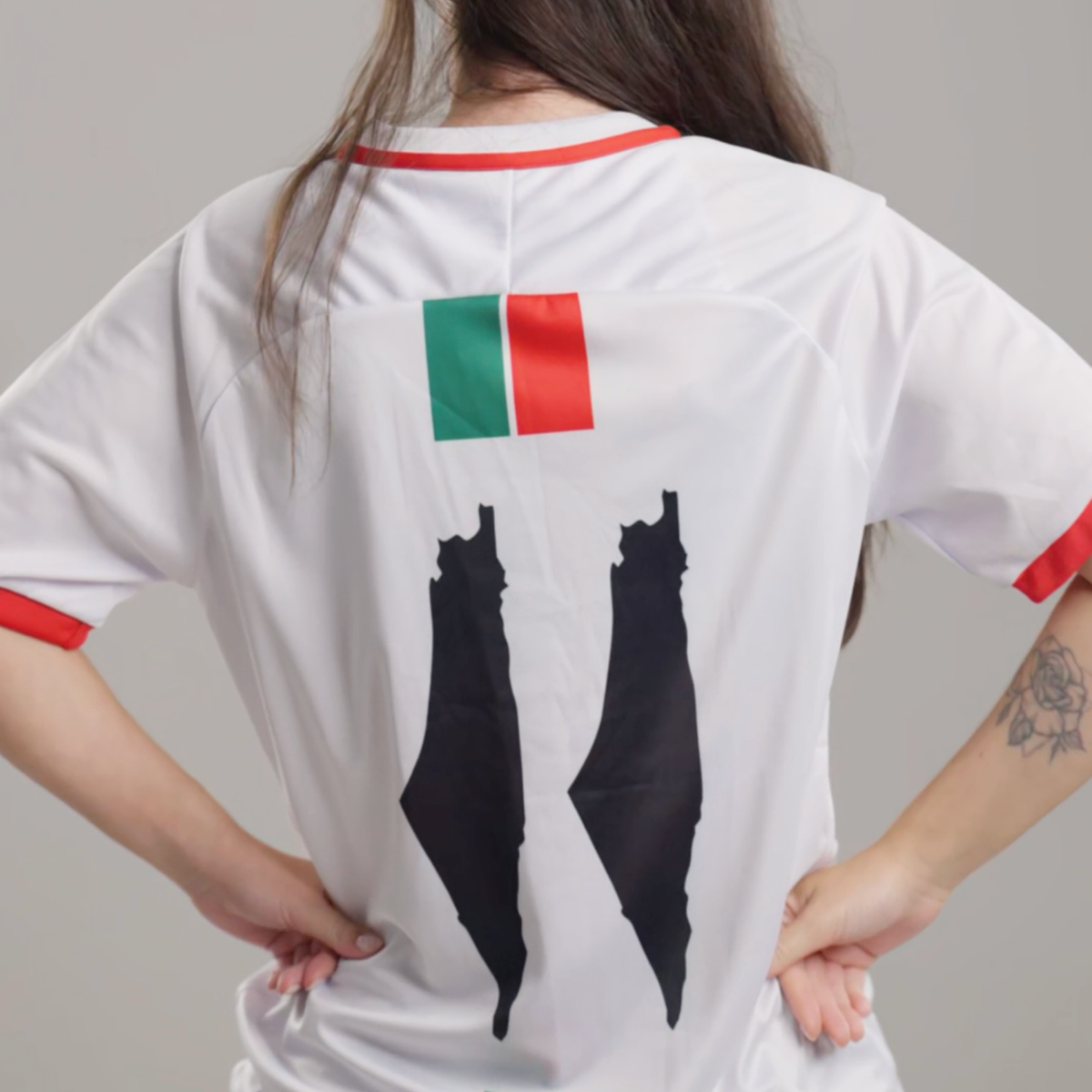 Camiseta da Seleção Palestina De Futebol Branca em Árabe - Loja Al Baraka