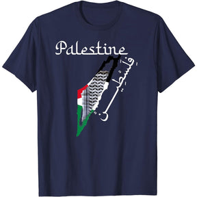 Camiseta De Algodão Mapa Da Palestina Keffiyeh - Loja Al Baraka